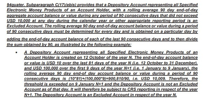 Przykład dla kont Excluded w systemie CRS